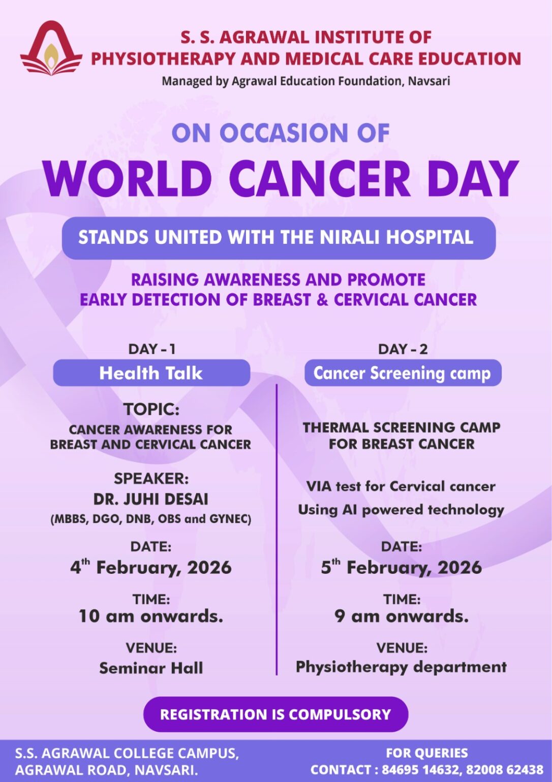 Two-Days Awareness Program for early detection of Breast and Cervical ...